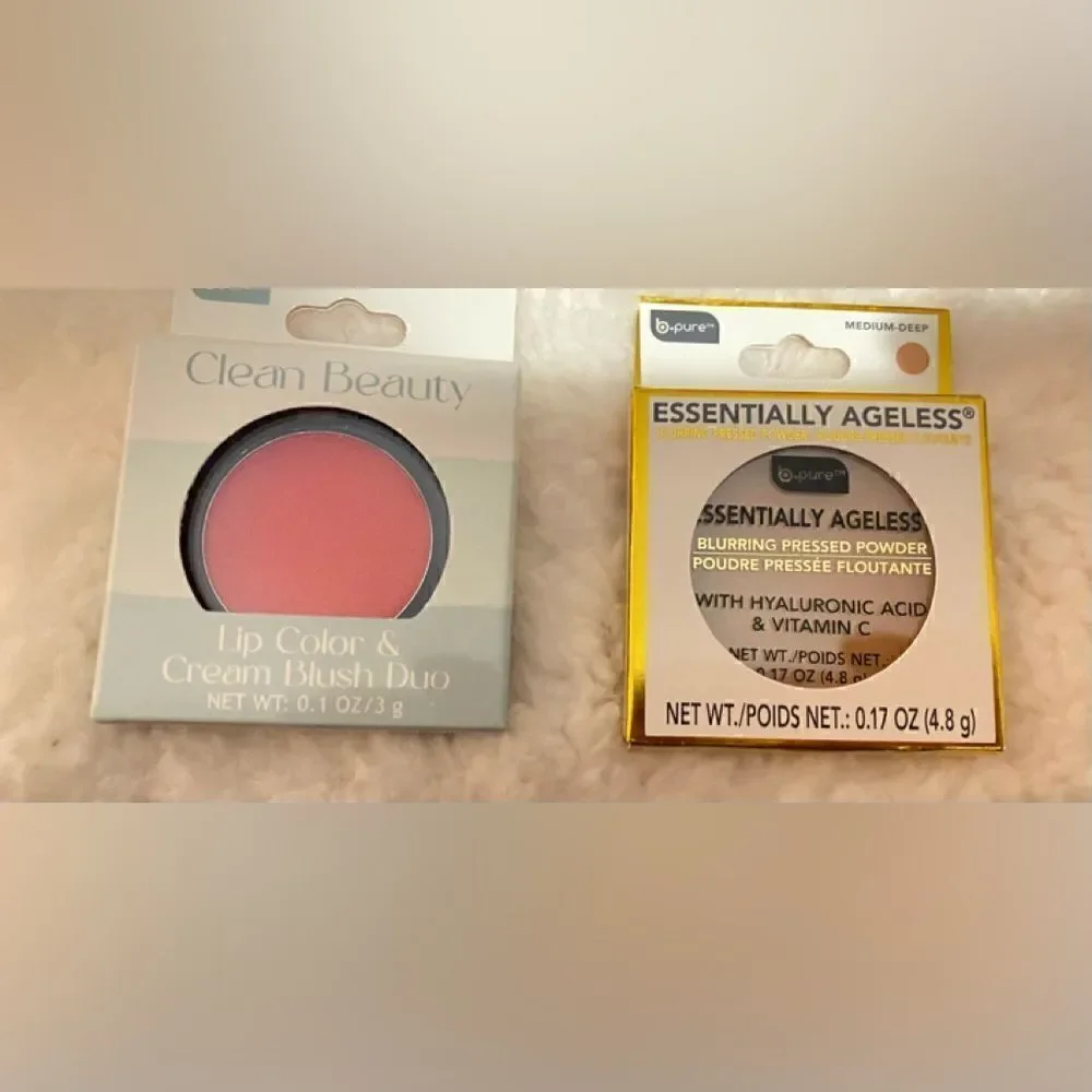🛍️B-Pure Clean Beauty lip color cream Blush Duo & Essentially Ageless powder💥